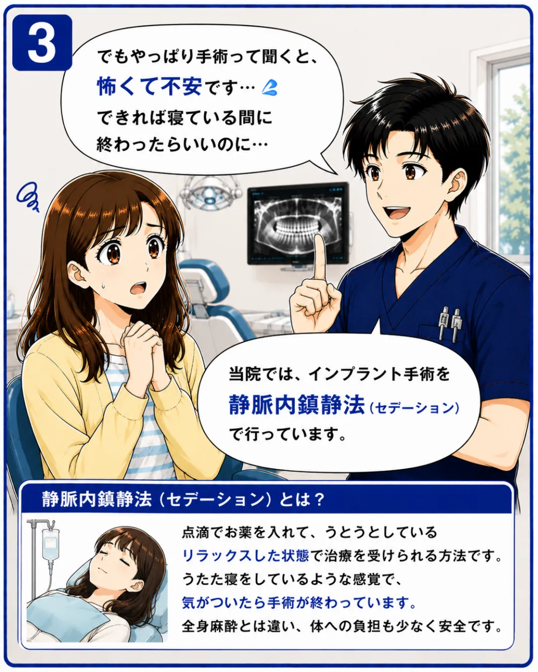 インプラント手術後は麻酔が切れると痛みや腫れが出ることがありますが症状には個人差があります