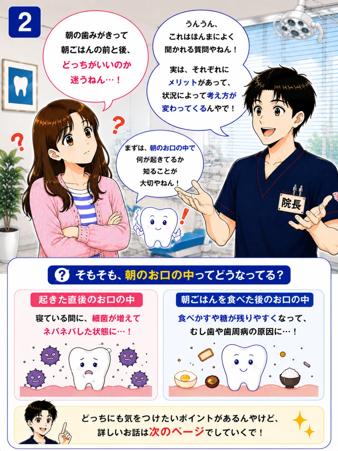 起床直後の口の中と朝食後の口の中の違いから朝の歯磨きのタイミングを解説